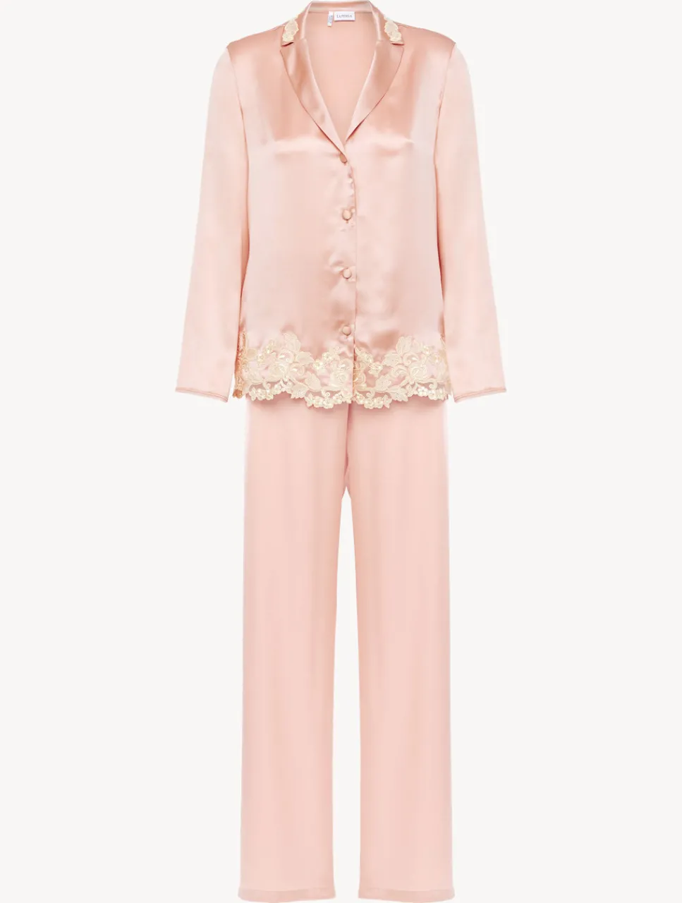 La Perla Silk Long Pajamas With Frastaglio< Pajamas|Silk Sleepwear
