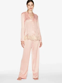 La Perla Silk Long Pajamas With Frastaglio< Pajamas|Silk Sleepwear