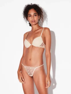 La Perla Push Up Bra In Halo And Ivory Nude With Embroidered Tulle< Padded|Push-Up