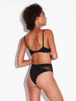 La Perla Push Up Bra In Onyx With Embroidered Tulle< Padded|Push-Up