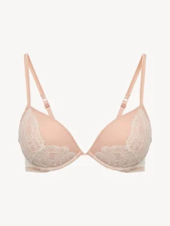 La Perla Push-Up Bra In Linen And Nude Rose With Leavers Lace< Padded|Push-Up