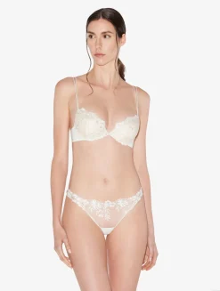 La Perla Push-up Bra In Off- Lycra With Embroidered Tulle< Padded|Push-Up