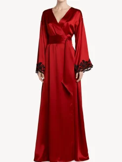La Perla Long Silk Robe With Frastaglio< Robes|Silk Sleepwear