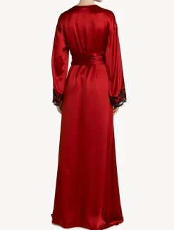 La Perla Long Silk Robe With Frastaglio< Robes|Silk Sleepwear