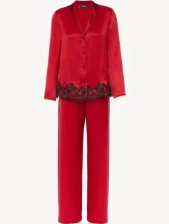 La Perla Silk Long Pajamas With Frastaglio< Pajamas|Silk Sleepwear