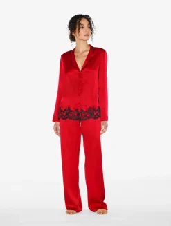 La Perla Silk Long Pajamas With Frastaglio< Pajamas|Silk Sleepwear