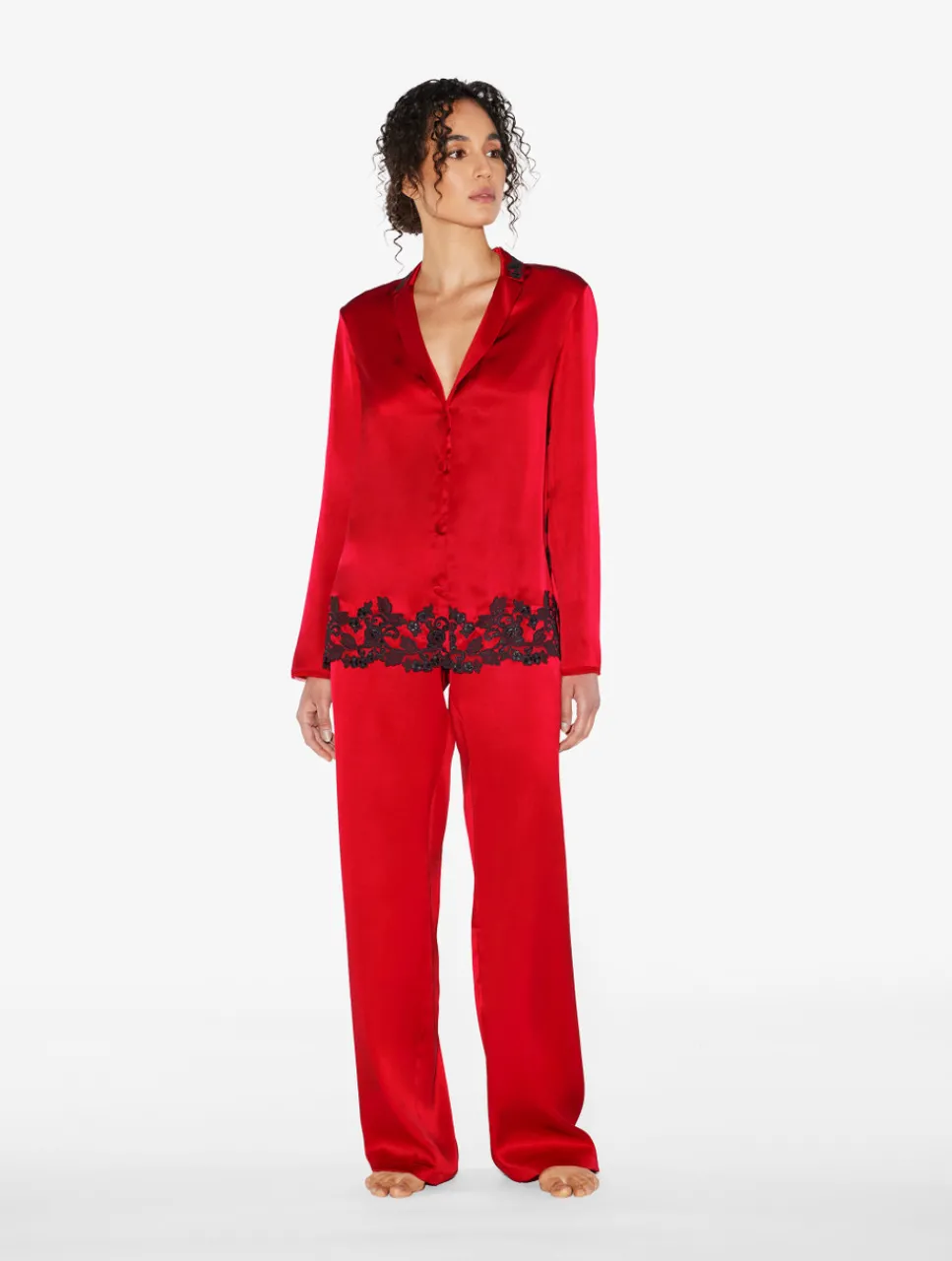 La Perla Silk Long Pajamas With Frastaglio< Pajamas|Silk Sleepwear