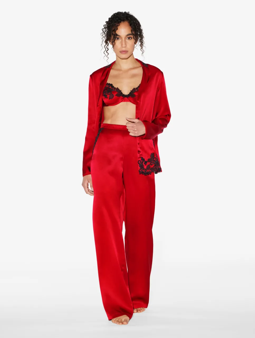 La Perla Silk Long Pajamas With Frastaglio< Pajamas|Silk Sleepwear