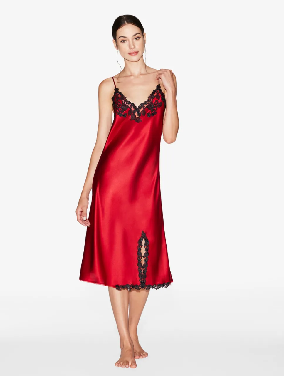 La Perla Silk Satin Short Nightgown With Frastaglio< Pajamas|Slips & Dresses