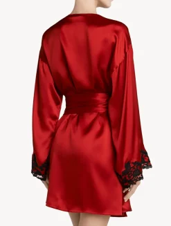 La Perla Silk Satin Short Robe With Frastaglio< Robes|Silk Sleepwear