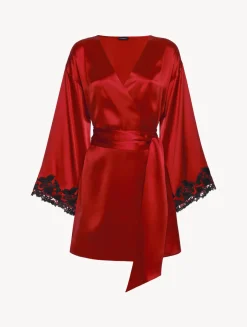 La Perla Silk Short Robe With Frastaglio< Robes|Silk Sleepwear