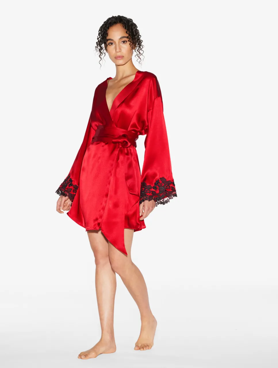 La Perla Silk Short Robe With Frastaglio< Robes|Silk Sleepwear