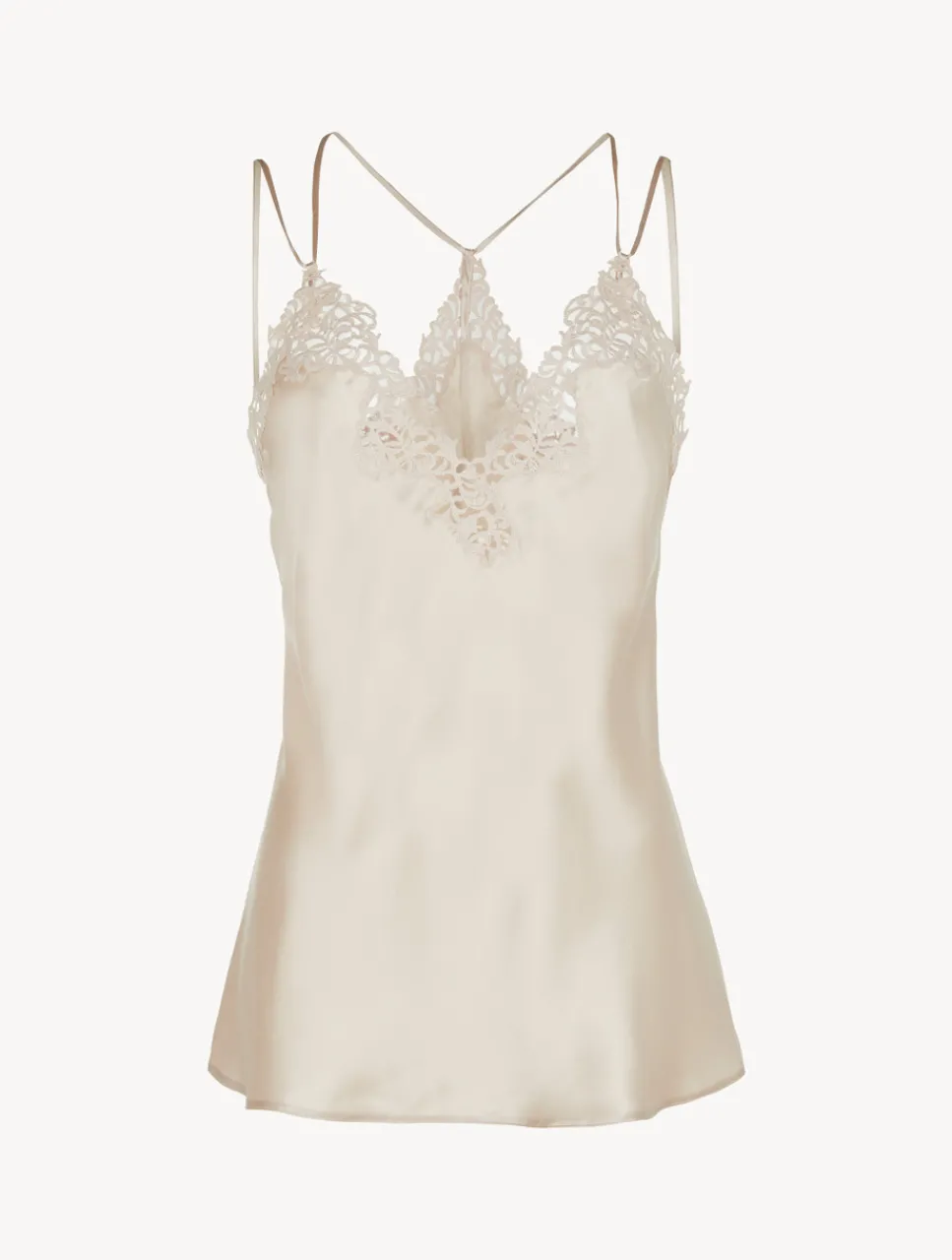 La Perla Rose Beige Camisole In Silk With Macramé Frastaglio< Camisoles|Pajamas