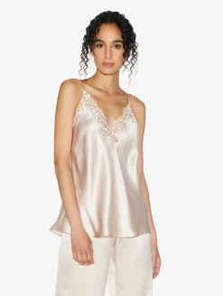 La Perla Rose Beige Camisole In Silk With Macramé Frastaglio< Camisoles|Pajamas