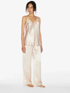 La Perla Rose Beige Camisole In Silk With Macramé Frastaglio< Camisoles|Pajamas