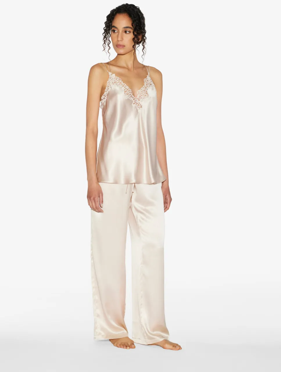 La Perla Rose Beige Camisole In Silk With Macramé Frastaglio< Camisoles|Pajamas