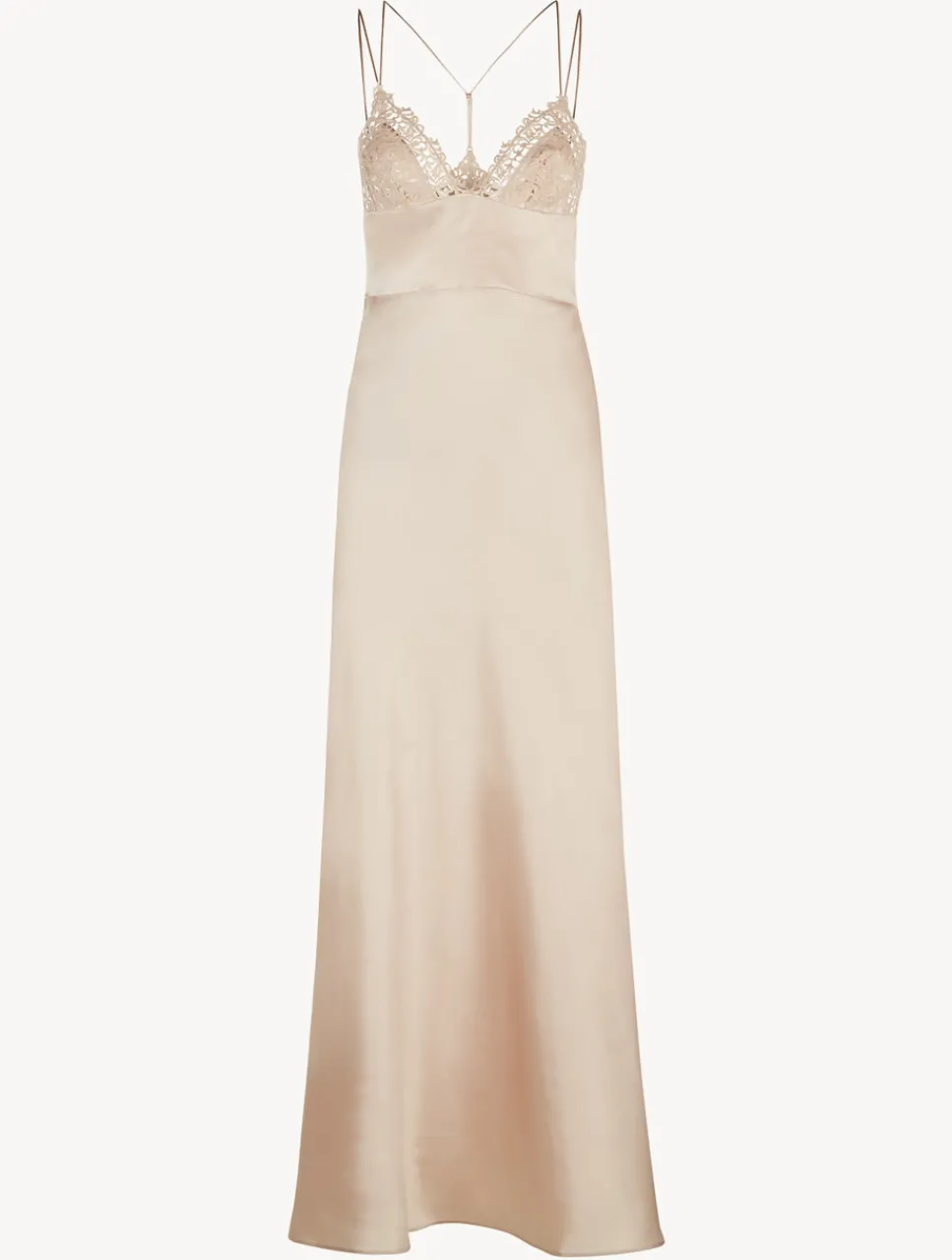 La Perla Rose Beige Long Night Dress< Slips & Dresses|Silk Sleepwear