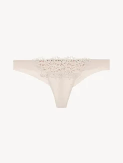 La Perla Rose Beige Macramé Thong< G String & Thong