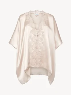 La Perla Rose Beige Short Silk Robe< Robes|Silk Sleepwear