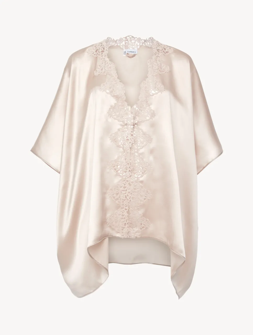 La Perla Rose Beige Short Silk Robe< Robes|Silk Sleepwear