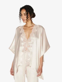 La Perla Rose Beige Short Silk Robe< Robes|Silk Sleepwear