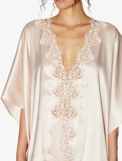 La Perla Rose Beige Short Silk Robe< Robes|Silk Sleepwear