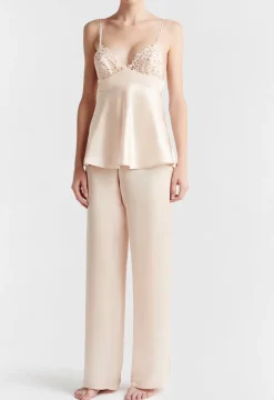 La Perla Rose Beige Silk Camisole With Macrame< Camisoles|Pajamas