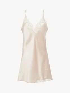 La Perla Rose Beige Slip With Macramé< Slips & Dresses|Silk Sleepwear