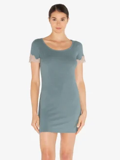 La Perla Short Cashmere Blend Ribbed Nightgown In Sleepy Dream With Frastaglio< Pajamas|Slips & Dresses