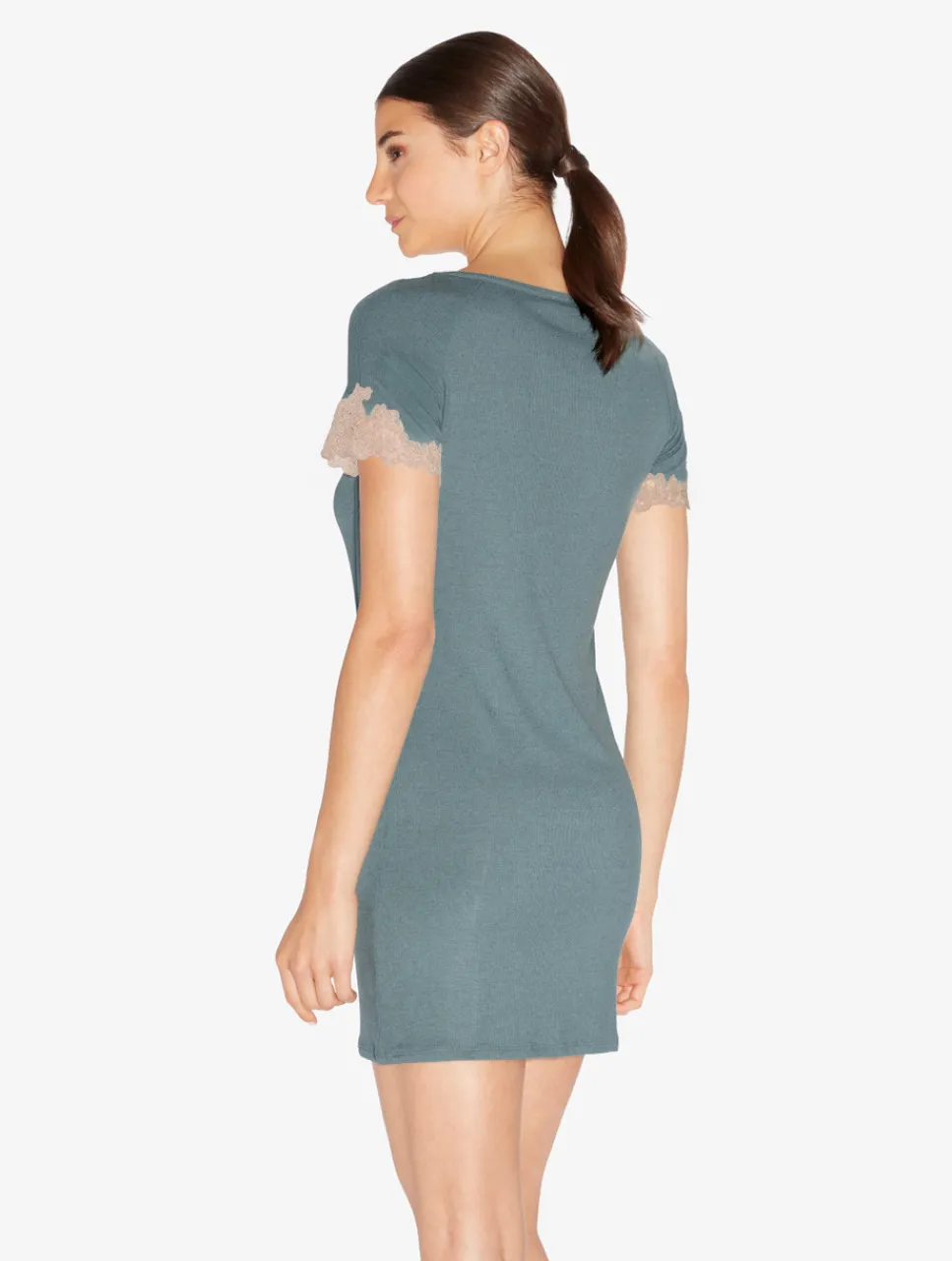 La Perla Short Cashmere Blend Ribbed Nightgown In Sleepy Dream With Frastaglio< Pajamas|Slips & Dresses