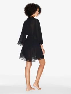 La Perla Short Silk Robe With Leavers Lace< Robes|Silk Sleepwear
