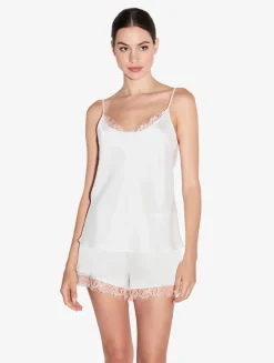 La Perla Silk Camisole Top With Leavers Lace In< Camisoles|Silk Sleepwear