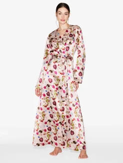 La Perla Silk Floral Print Long Robe< Robes|Silk Sleepwear
