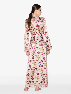 La Perla Silk Floral Print Long Robe< Robes|Silk Sleepwear