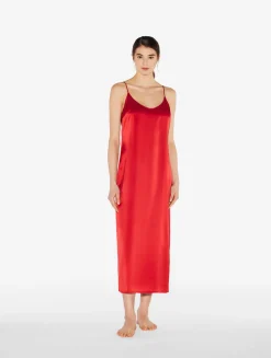 La Perla Silk Long Nightdress In Garnet< Slips & Dresses|Silk Sleepwear
