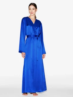 La Perla Silk Long Robe In Electric< Robes|Silk Sleepwear