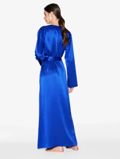 La Perla Silk Long Robe In Electric< Robes|Silk Sleepwear