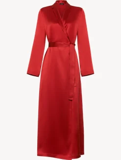 La Perla Silk Long Robe In Garnet< Robes|Silk Sleepwear