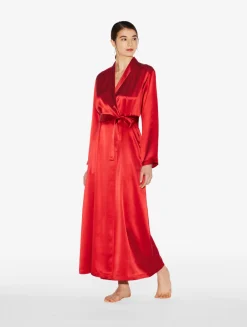 La Perla Silk Long Robe In Garnet< Robes|Silk Sleepwear