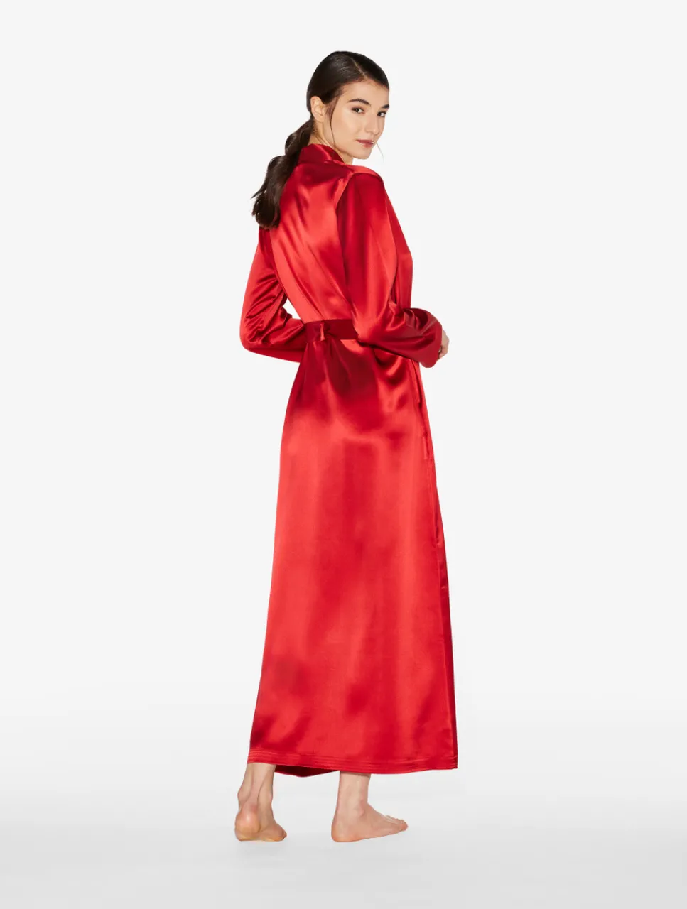 La Perla Silk Long Robe In Garnet< Robes|Silk Sleepwear