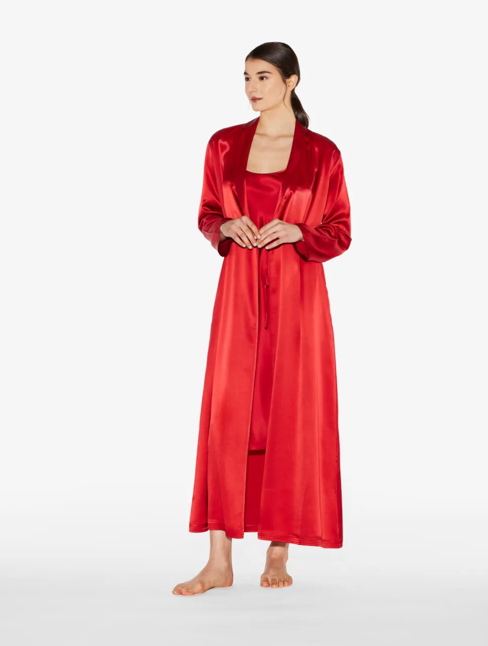La Perla Silk Long Robe In Garnet< Robes|Silk Sleepwear