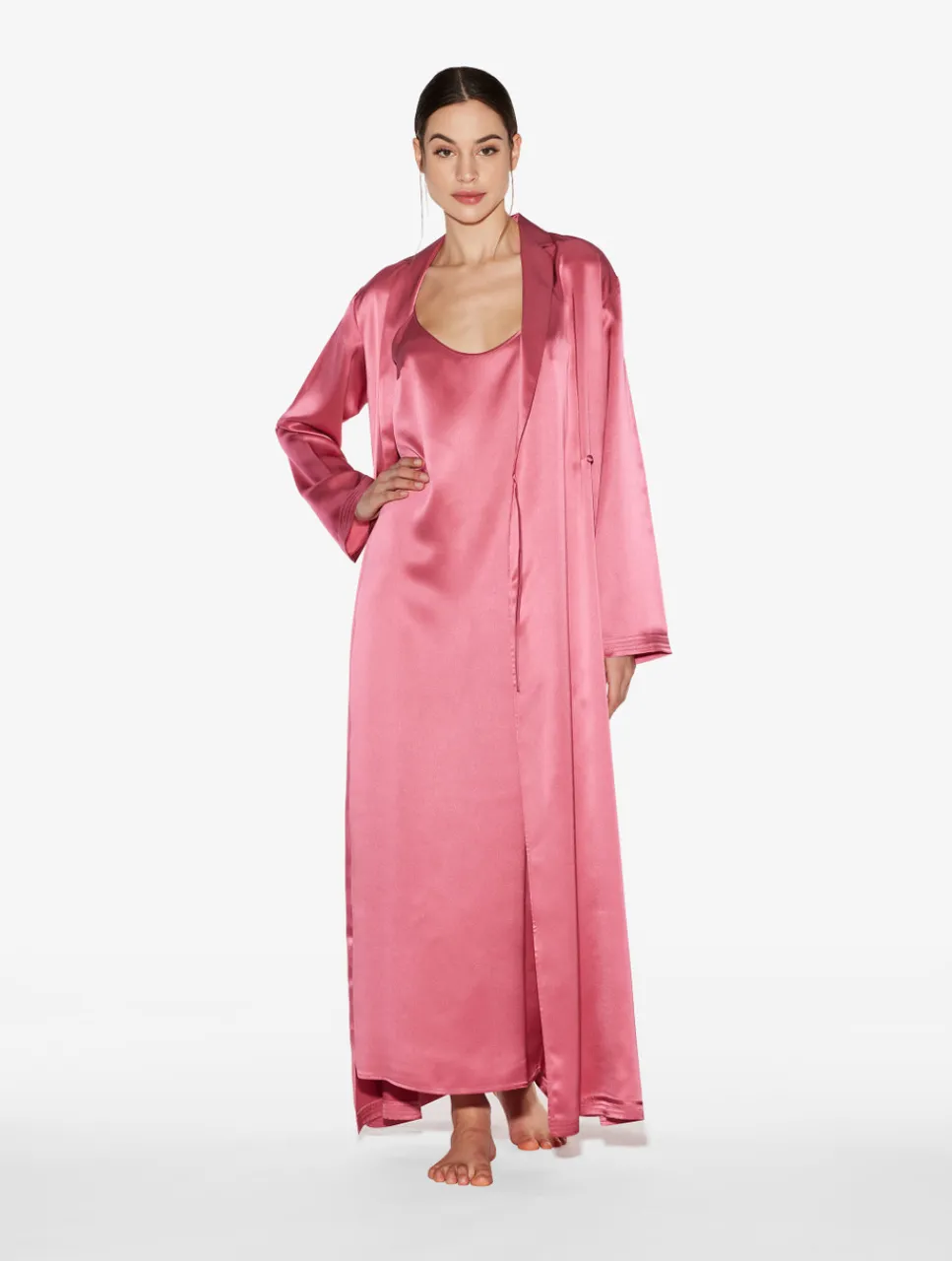 La Perla Silk Long Robe In Wild Orchid< Robes|Silk Sleepwear