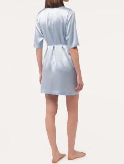 La Perla Silk Long Shirt In Azure< Silk Sleepwear