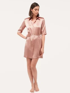 La Perla Silk Long Shirt In Powder< Silk Sleepwear