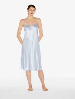 La Perla Silk Midi Nightdress In Azure< Slips & Dresses|Silk Sleepwear