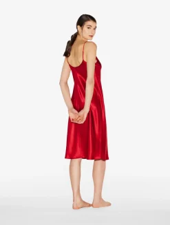 La Perla Silk Midi Nightdress In Garnet< Slips & Dresses|Silk Sleepwear