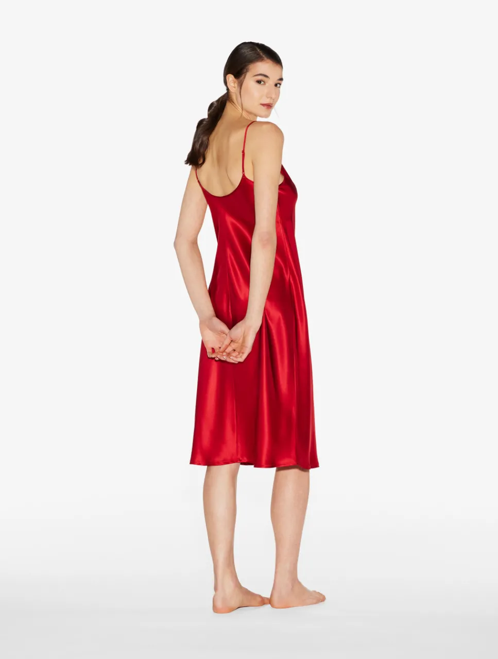 La Perla Silk Midi Nightdress In Garnet< Slips & Dresses|Silk Sleepwear