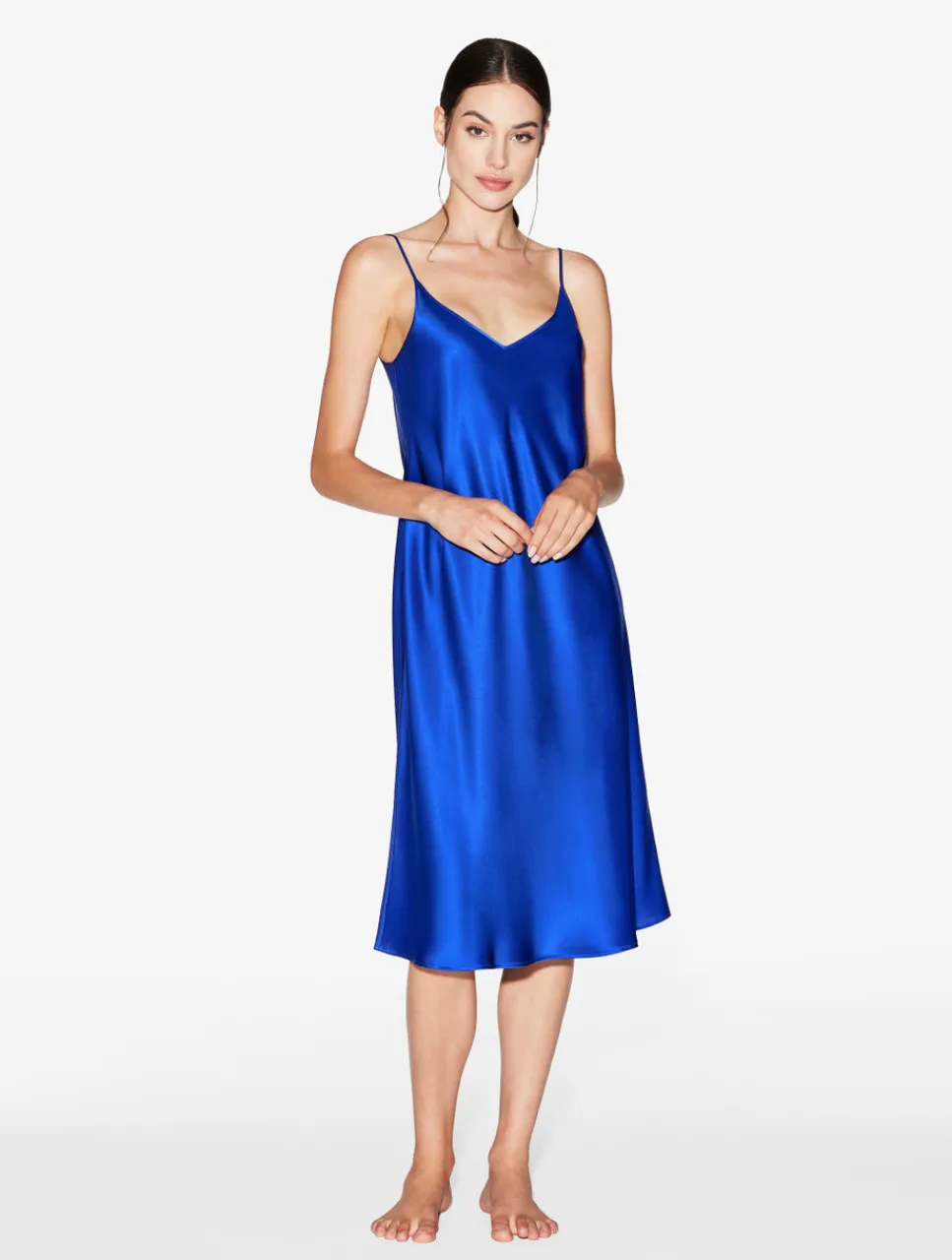 La Perla Silk Midi Nightgown In Electric< Slips & Dresses|Silk Sleepwear