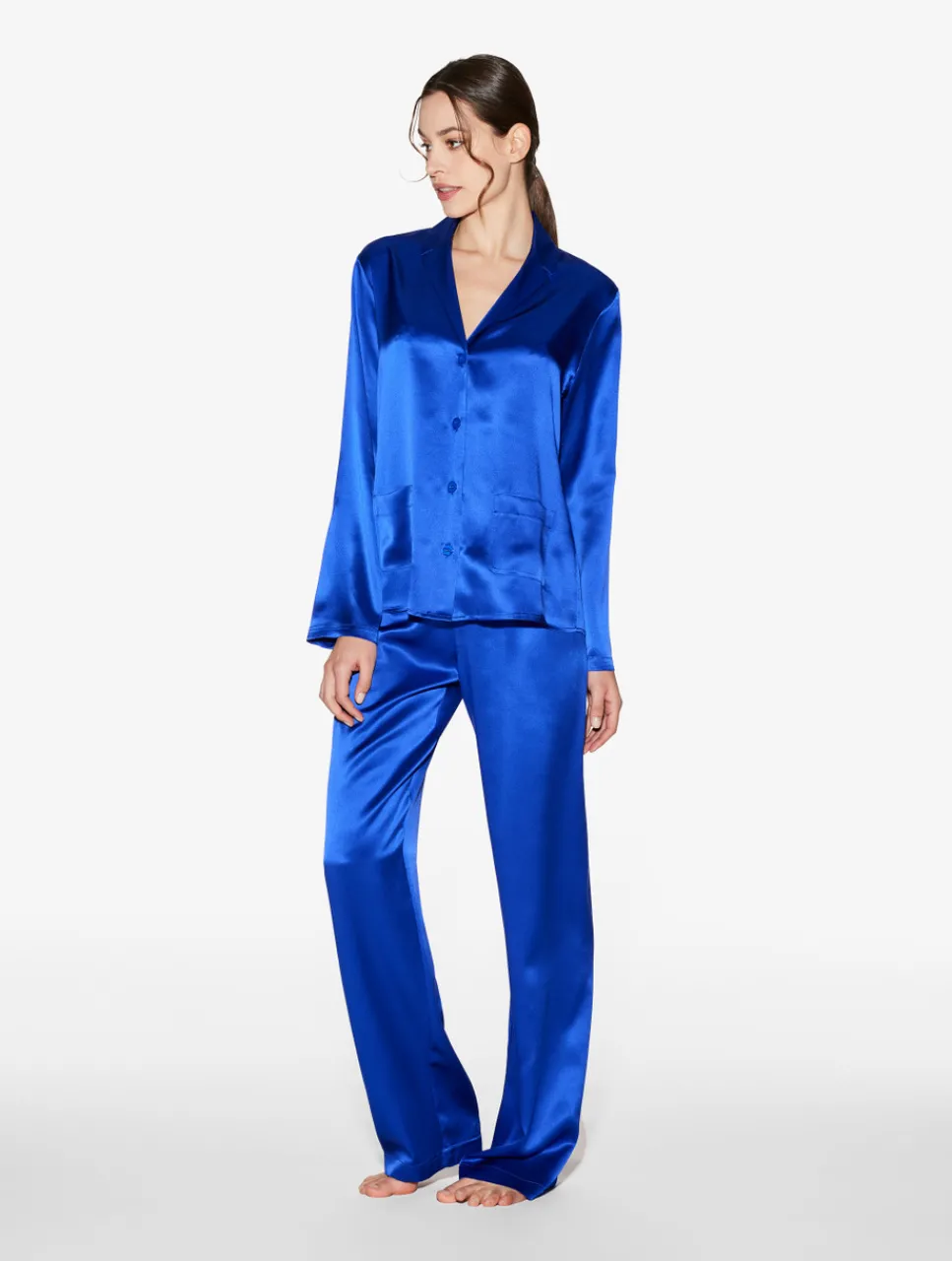 La Perla Silk Pajama Set In Electric< Pajamas|Silk Sleepwear