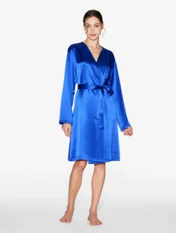 La Perla Silk Short Robe In Electric< Robes|Silk Sleepwear